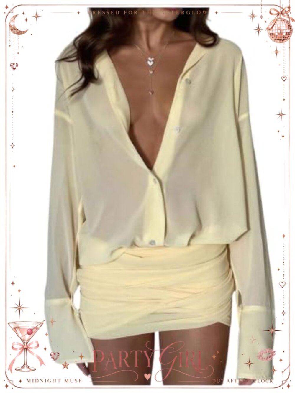 Mesh Sheer Mini Dress Bodycon Button Down Shirt Dress Long Sleeve